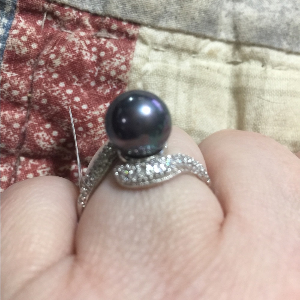 HP🎉Tahitian Shell Pearl 925 Silver Bypass Ring - Picture 6 of 7